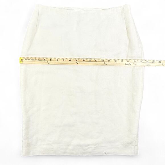 Ralph Lauren Collection Purple Label Linen Pencil Skirt 10 Vintage Cream Classic - Picture 9 of 11